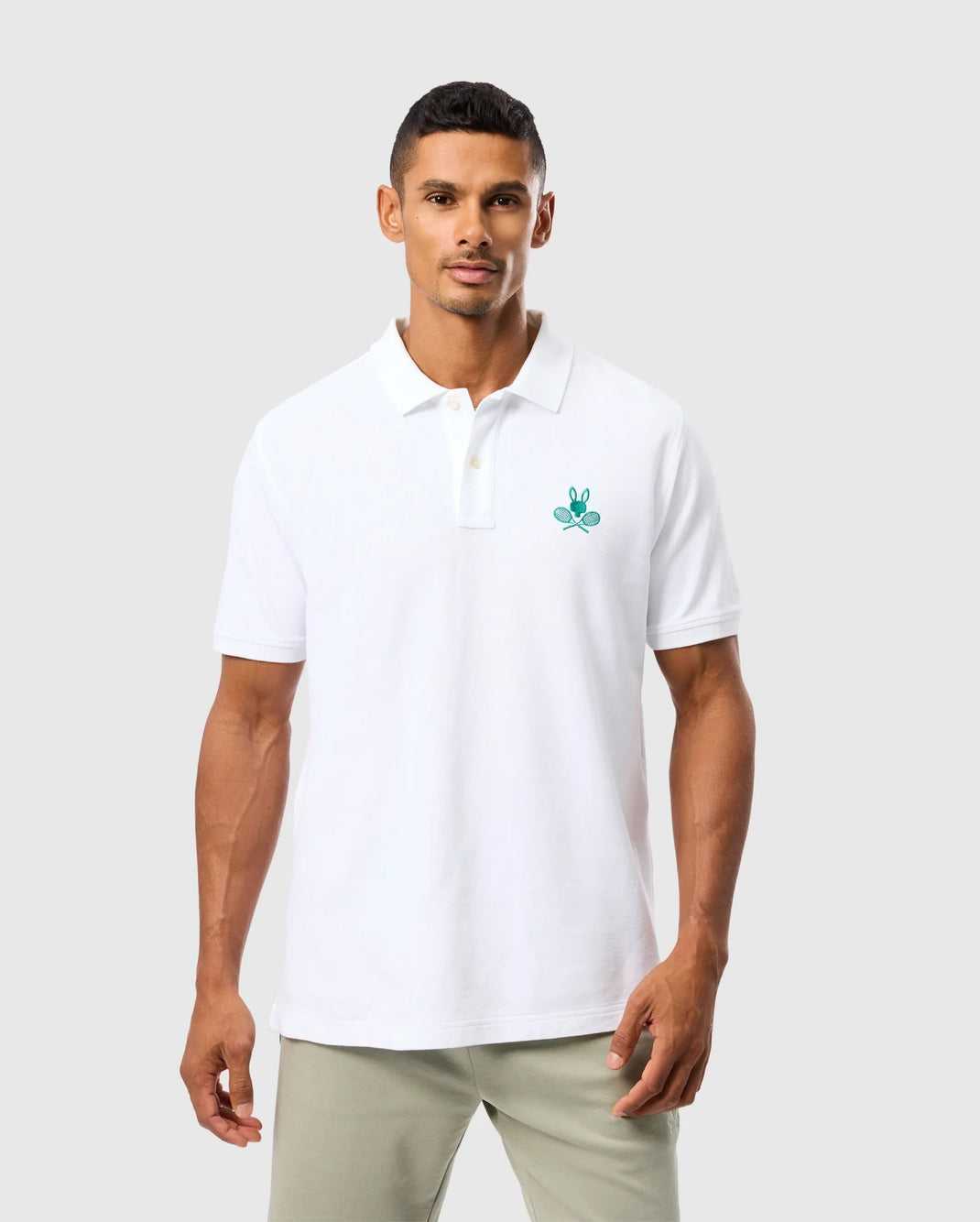 Polos Psycho Bunny Courtside Pique Polo Blanche Homme | QUS-82620817